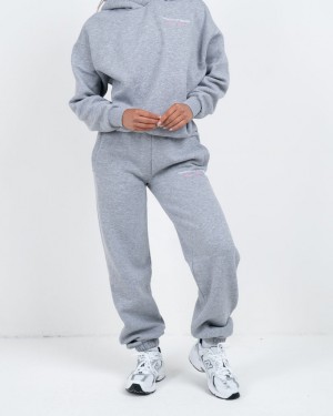 Joggeri Mercier Relaxed Fit Dama Gri Albi | LR62-476