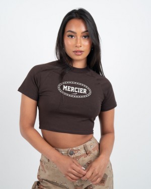 Topuri Mercier Maison Crop T-shirt Dama Ciocolata | UH09-685