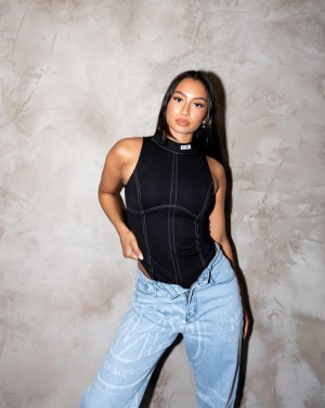 Topuri Mercier Maison Stitch Bodysuit Dama Negrii | BU85-012