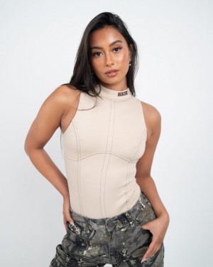 Topuri Mercier Maison Stitch Bodysuit Dama Albi | FI77-210