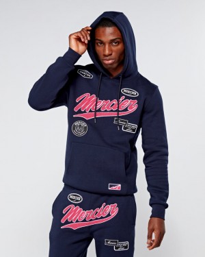 Treninguri Mercier Teams Badge Hoodie Barbati Bleumarin Roz | QT36-526