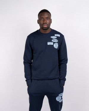 Treninguri Mercier Tonal Badge Crewneck Barbati Bleumarin | NG64-545