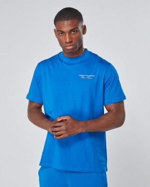 Tricouri Mercier Relaxed Fit Barbati Albastri | AI75-188