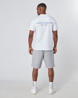 Tricouri Mercier Relaxed Fit Barbati Albi Albastri | NC25-715