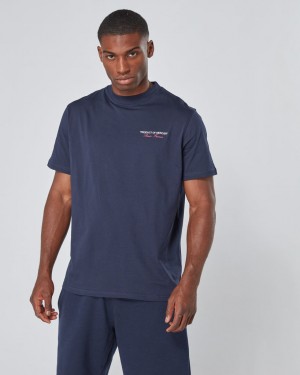 Tricouri Mercier Relaxed Fit Barbati Bleumarin | KZ65-015