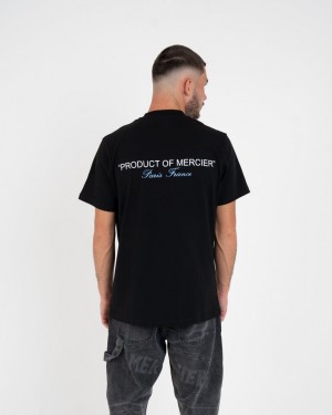 Tricouri Mercier Relaxed Fit Barbati Negrii Albastri | PD31-039