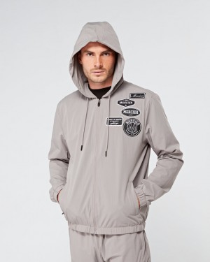 Windbreaker Mercier Mono Badge Barbati Gri | ZE80-044
