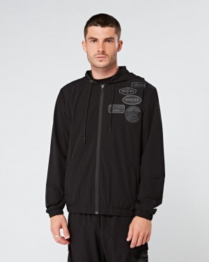 Windbreaker Mercier Tonal Badge Barbati Negrii | FN10-191